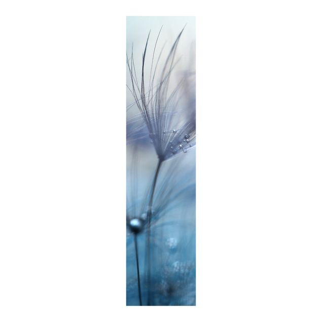 Sliding panel curtains set - Blue Feathers In The Rain