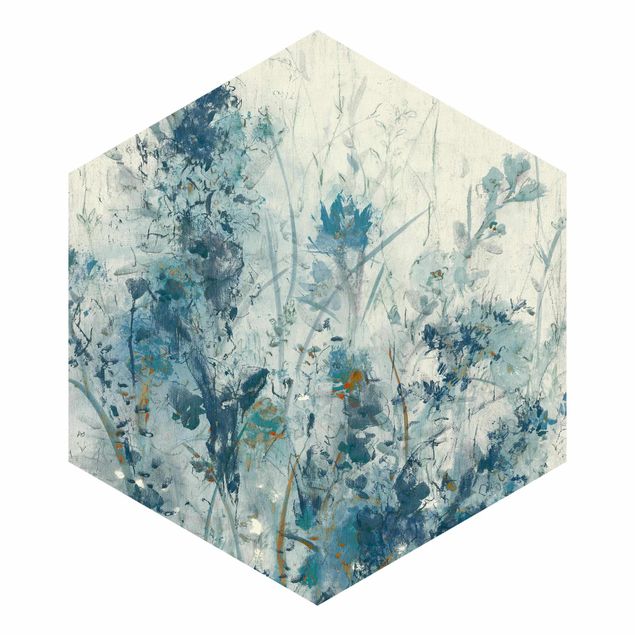 Self-adhesive hexagonal pattern wallpaper - Blue Spring Meadow I