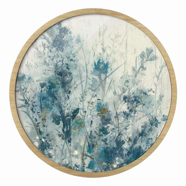Circular framed print - Blue Spring Meadow I