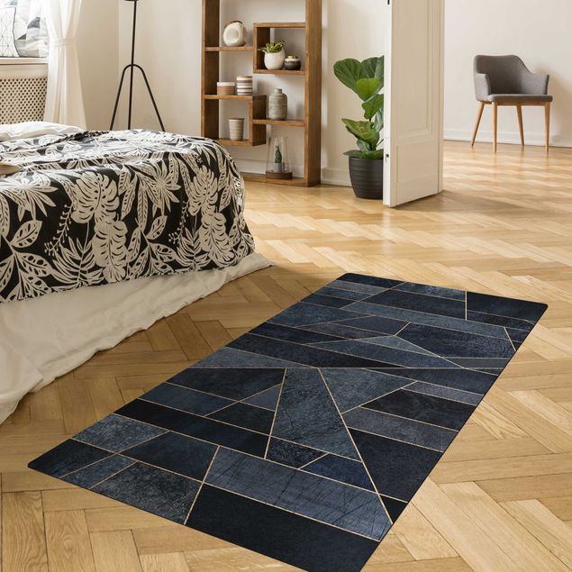 contemporary rugs Blue Geometry Watercolour