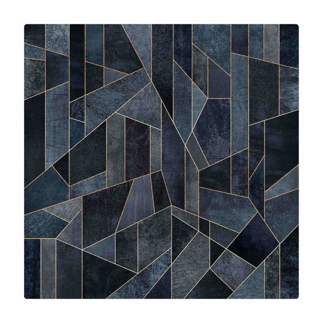 Cork mat - Blue Geometry Watercolour  - Square 1:1