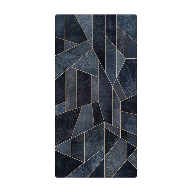 large floor mat Blue Geometry Watercolour