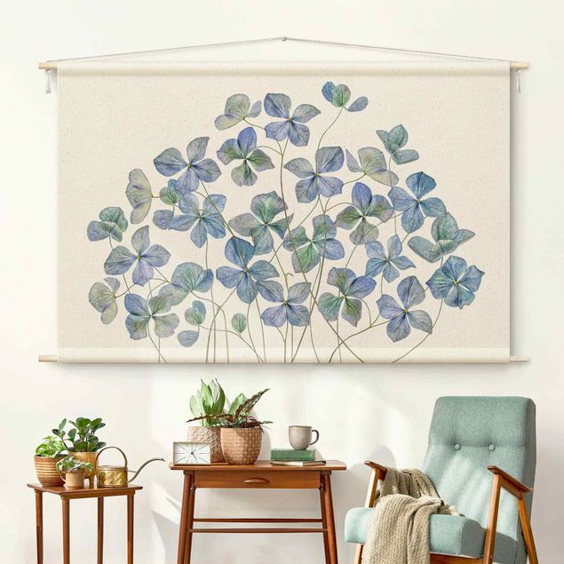 modern tapestry wall hanging Blue Hydrangea Flowers