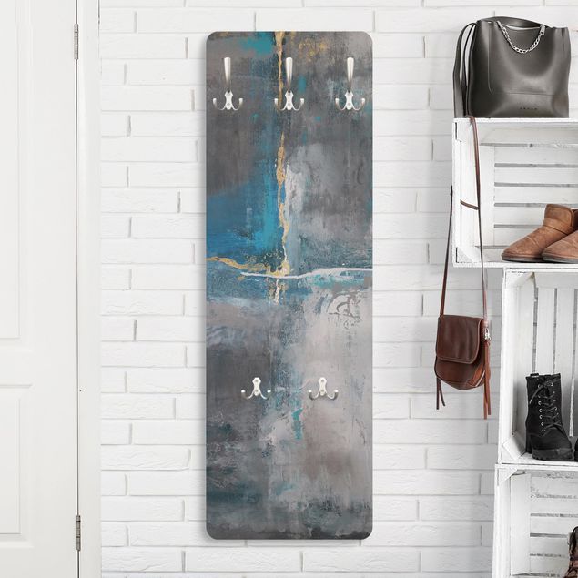 Coat rack modern - Blue Structure With Golden Accents