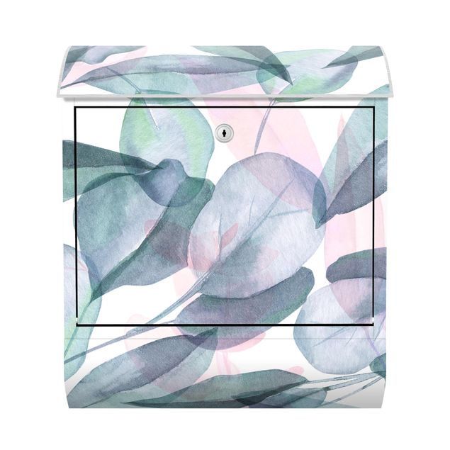 Letterbox - Blue And Pink Eucalyptus Leaves Watercolour