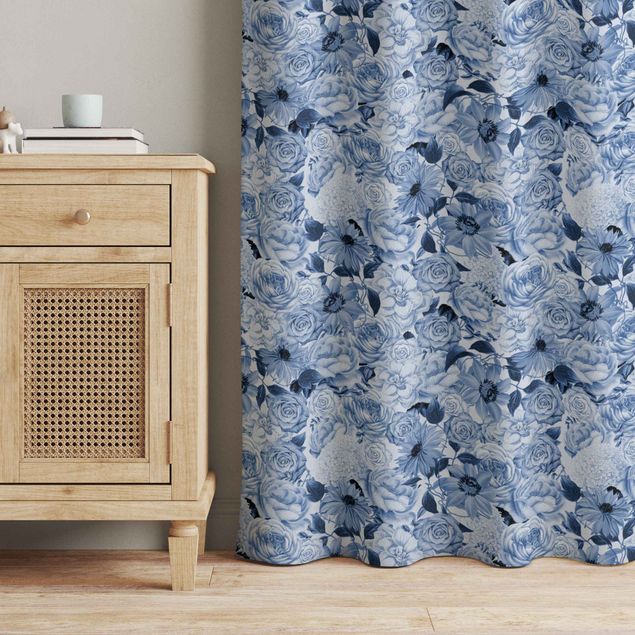 made to measure curtains Blue Vintage Flowers