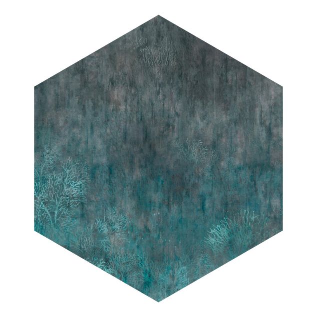 Self-adhesive hexagonal wallpaper - Blue Coral Bed