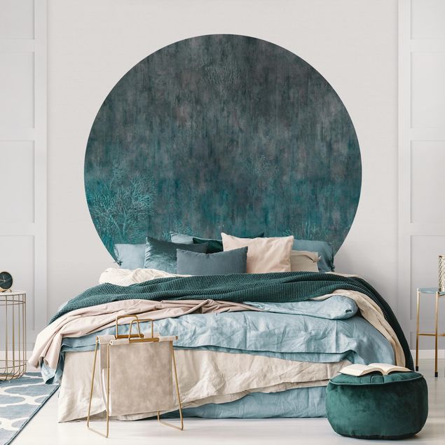 Self-adhesive round wallpaper - Blue Coral Bed
