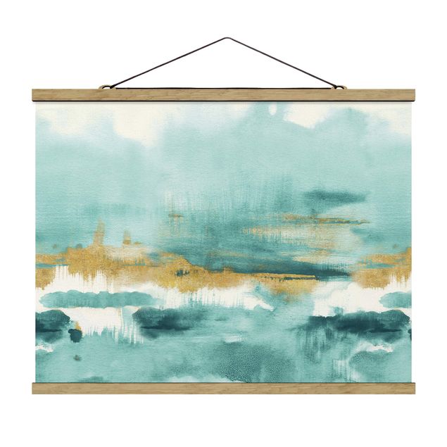 Fabric print with poster hangers - Blue saffron - Landscape format 4:3