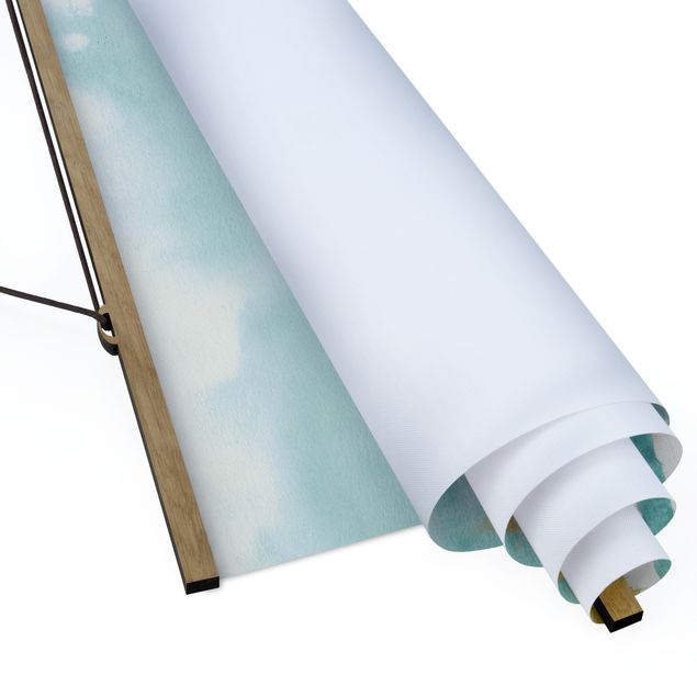 Fabric print with poster hangers - Blue saffron - Landscape format 4:3