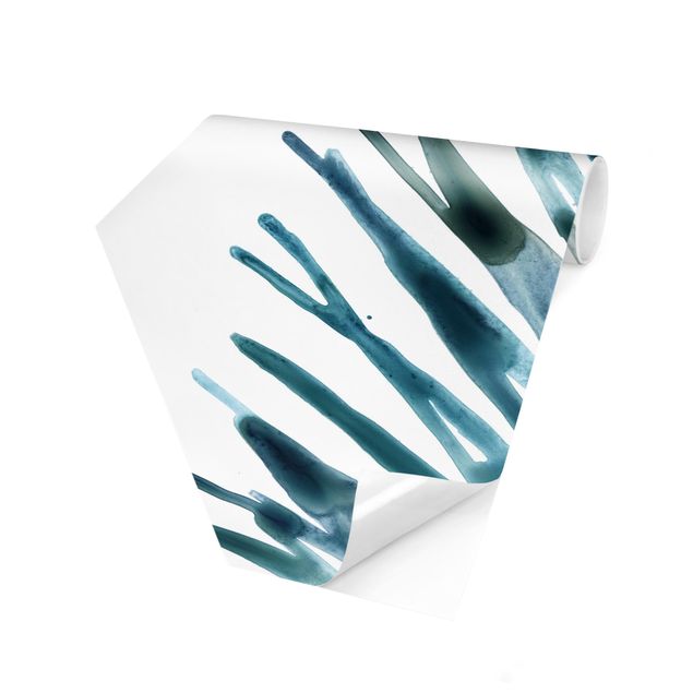 Self-adhesive hexagonal pattern wallpaper - Blue Tropical Jewel II