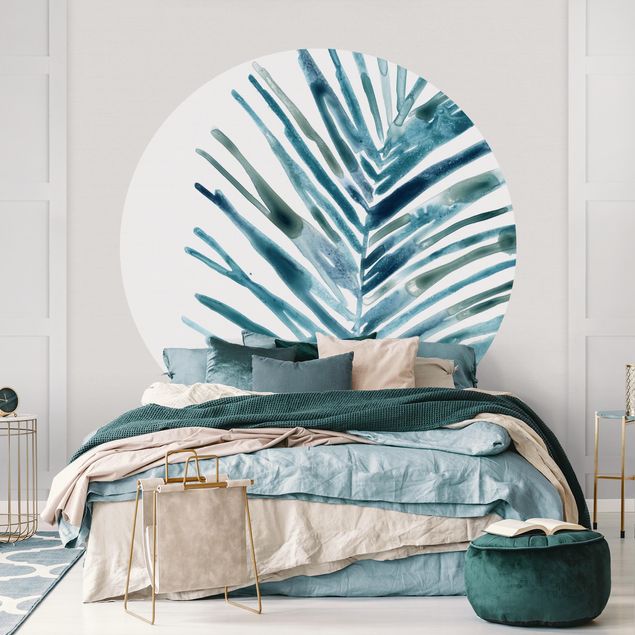 Self-adhesive round wallpaper - Blue Tropical Jewel II