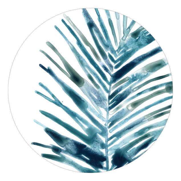Self-adhesive round wallpaper - Blue Tropical Jewel II