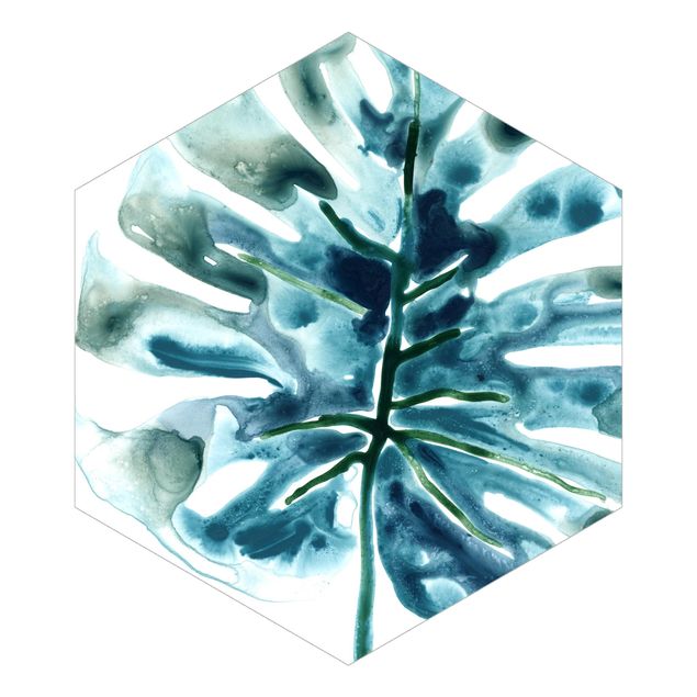 Self-adhesive hexagonal pattern wallpaper - Blue Tropical Jewel
