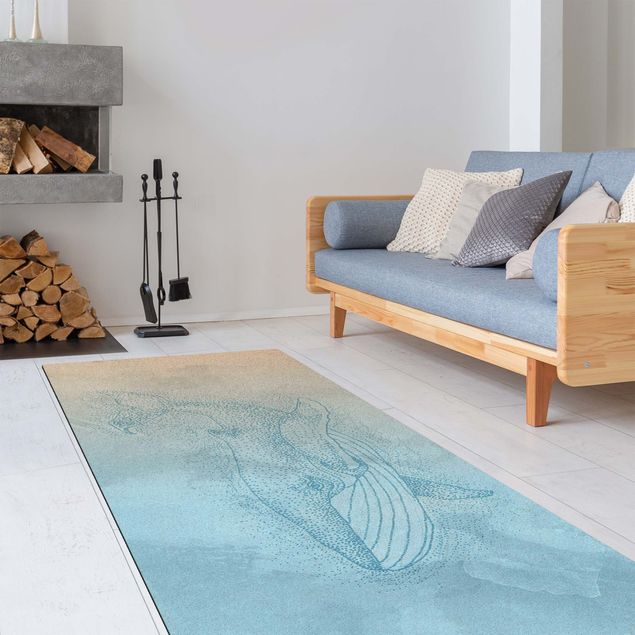Modern rugs Blue Whale On Blue Watercolour