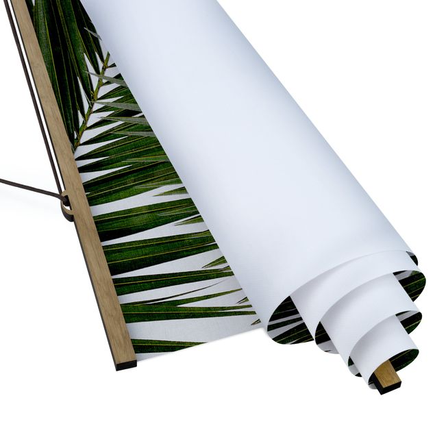 Fabric print with poster hangers - View Through Green Palm Leaves - Portrait format 2:3