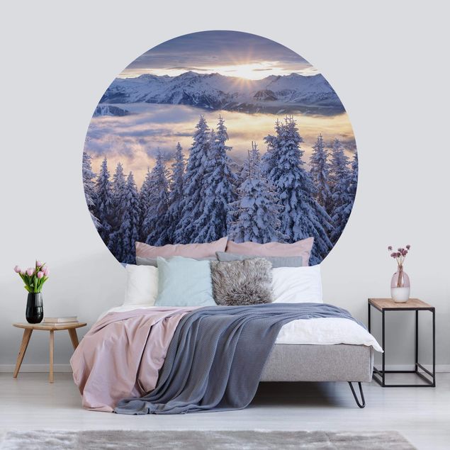 Self-adhesive round wallpaper forest - View Of The Hohe Tauern From Kreuzkogel Austria
