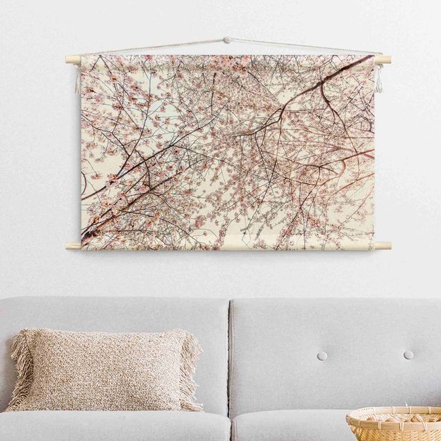extra large tapestry Glance Upon Blossoming Cherry Branches