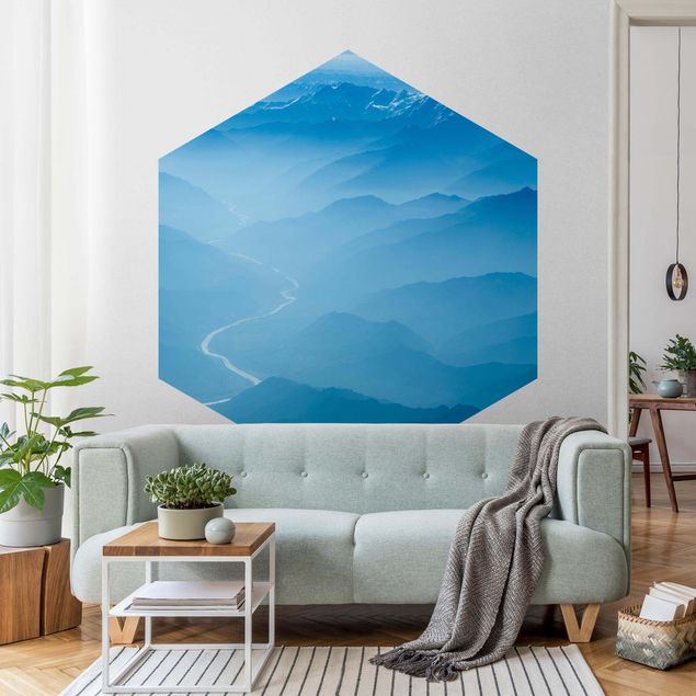 Self-adhesive hexagonal pattern wallpaper - View Over The Himalayas