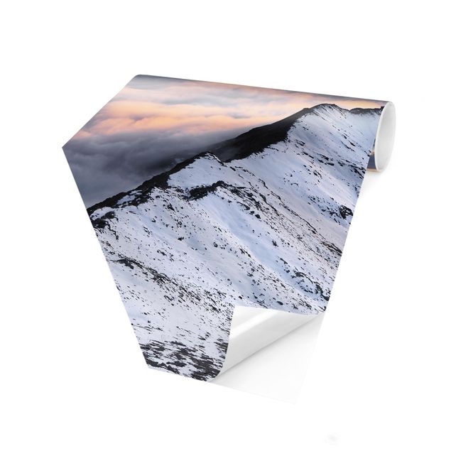 Self-adhesive hexagonal pattern wallpaper - View Of Clouds And Mountains