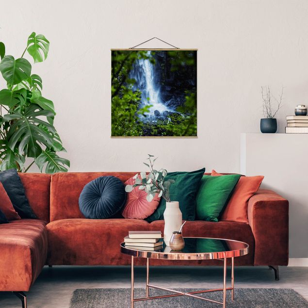 Fabric print with poster hangers - View Of Waterfall - Square 1:1