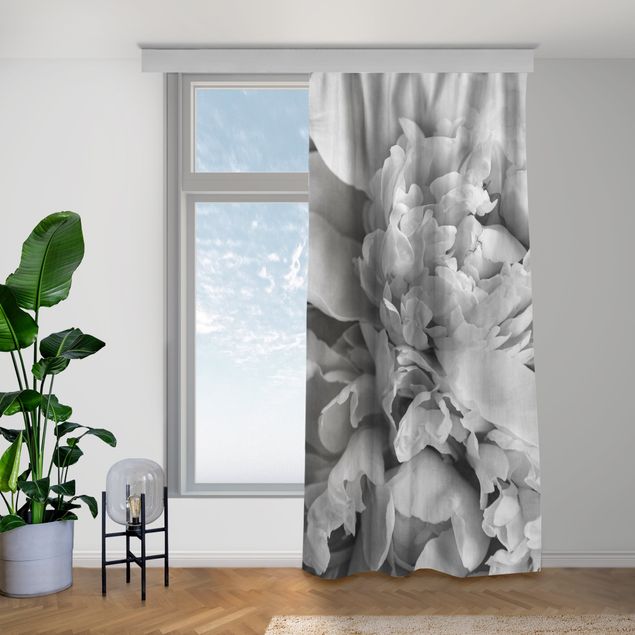made to measure curtains Blossoming Peonies Black And White