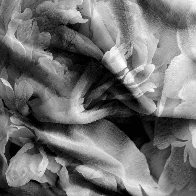 country curtains Blossoming Peonies Black And White