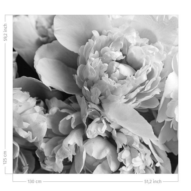 floral curtains Blossoming Peonies Black And White