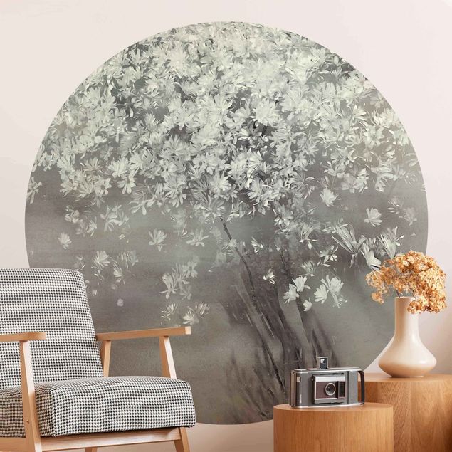Self-adhesive round wallpaper - Blossoming Trees