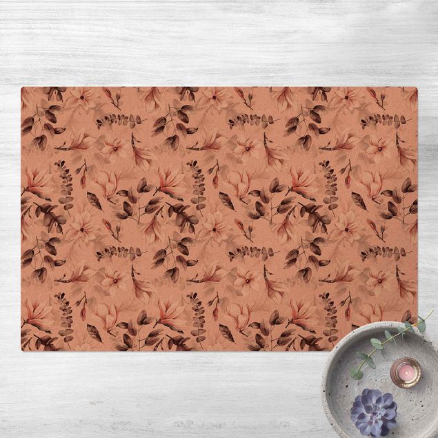 contemporary rugs Blossoms With Gray Leaves In Front Of Pink