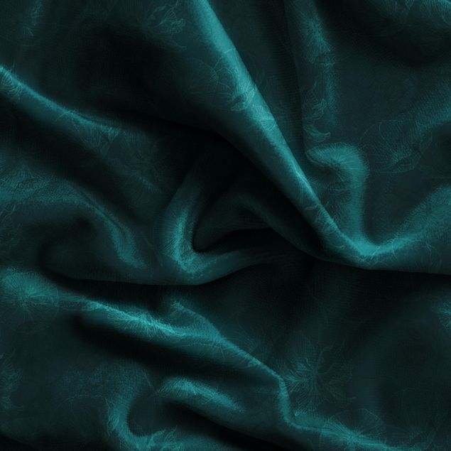 pattern curtains for living room Flower Mix - Dark Jade Green