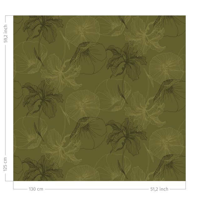 flower curtains Flower Mix - Olive Green