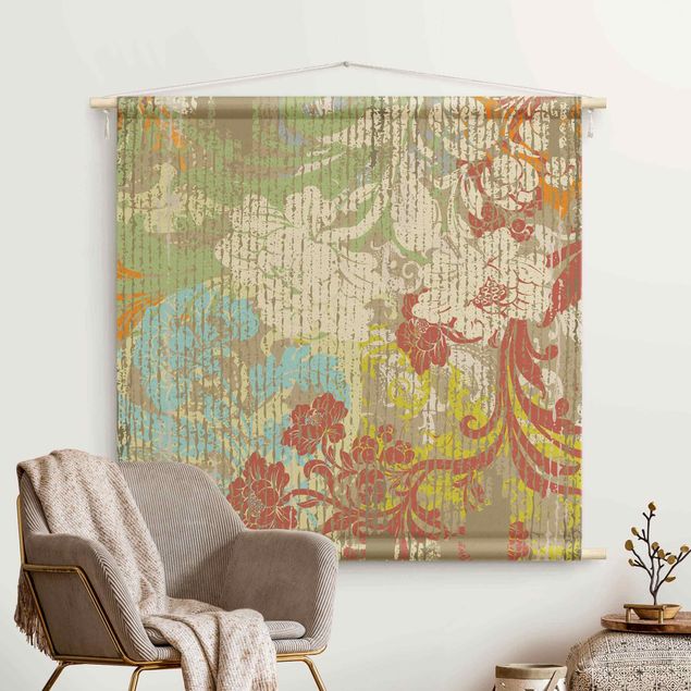 modern wall tapestry Flowers Of Yesteryear
