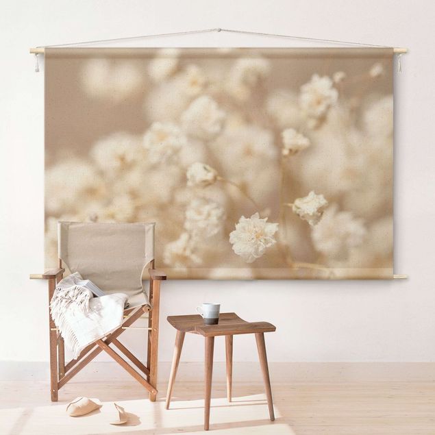 modern tapestry wall hanging Beautiful Flowers In Cream Colour