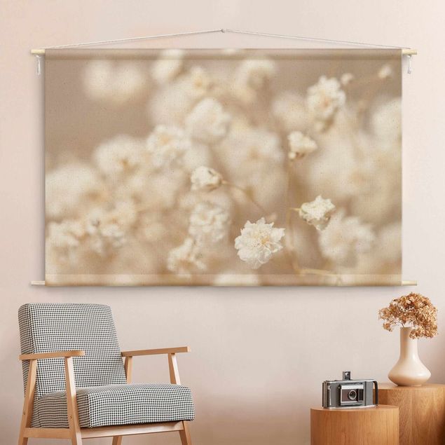 tapestry wall hanging Beautiful Flowers In Cream Colour