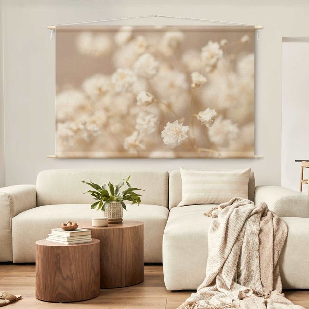extra large wall tapestry Beautiful Flowers In Cream Colour