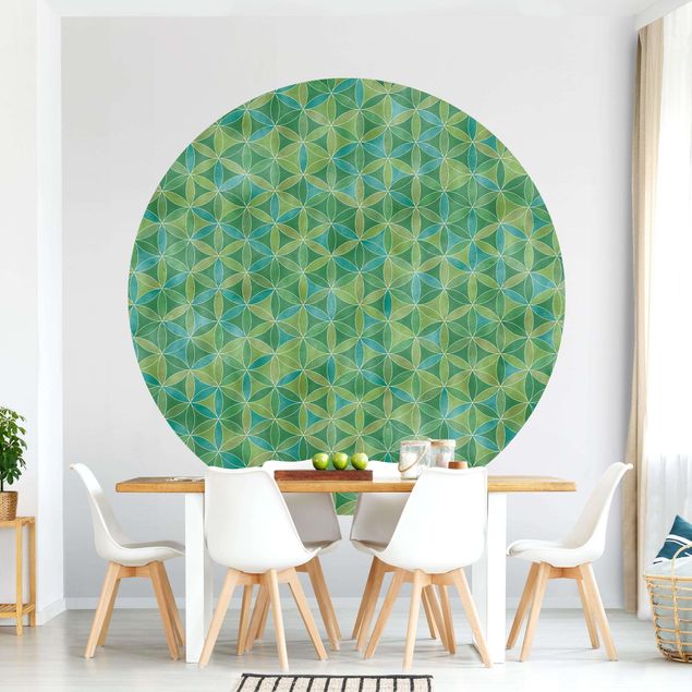 Self-adhesive round wallpaper - Flower Of Life Colour Cast
