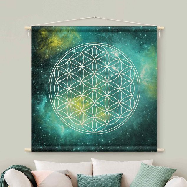extra large tapestry wall hangings Flower Of Life In Starlight
