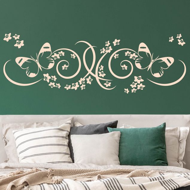 Wall art stickers Flowers with butterflies