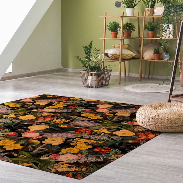 Jungle rugs Flowers With Colourful Tropical Birds