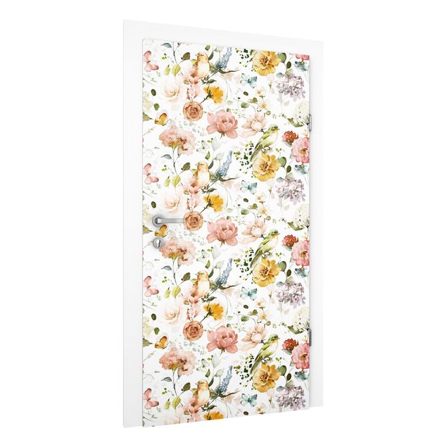 Wallpapers Flowers and Birds Watercolour Pattern