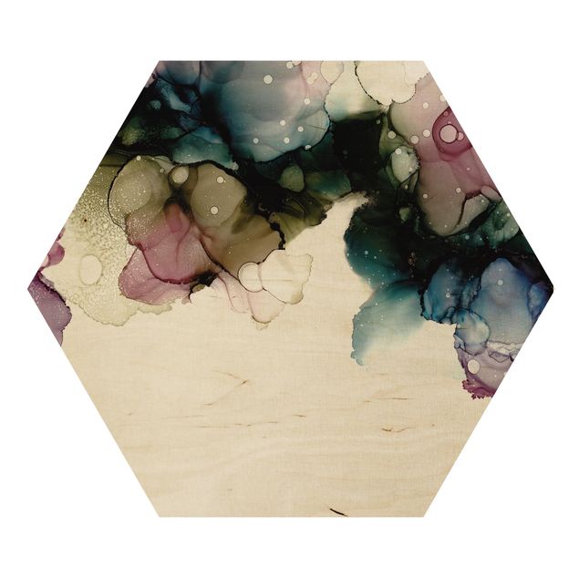Wooden hexagon - Floral Arches With Gold