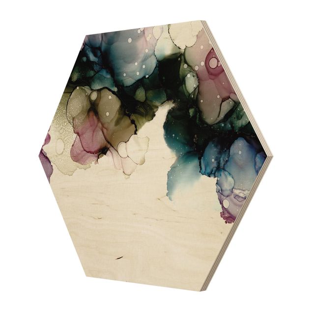 Wooden hexagon - Floral Arches With Gold