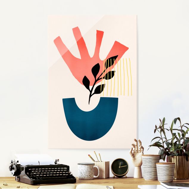 Glas Magnetboard Flower Salute In Pink And Blue
