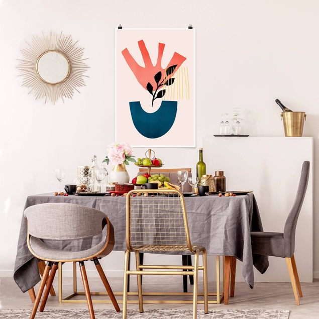 Poster art print - Flower Salute In Pink And Blue - 2:3