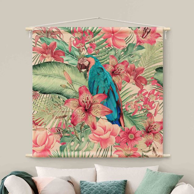 wall hangings Floral Paradise Tropical Parrot