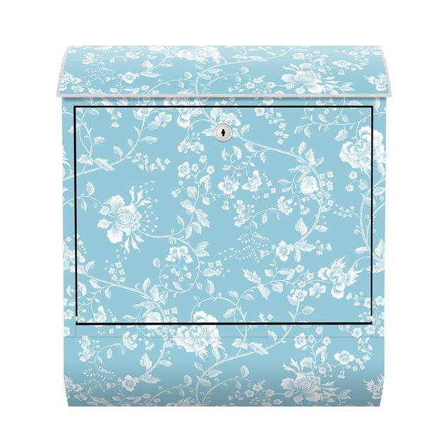 Letterbox - Flower Tendrils On Blue