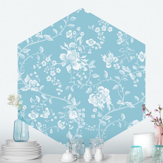 Wallpapers Flower Tendrils On Blue