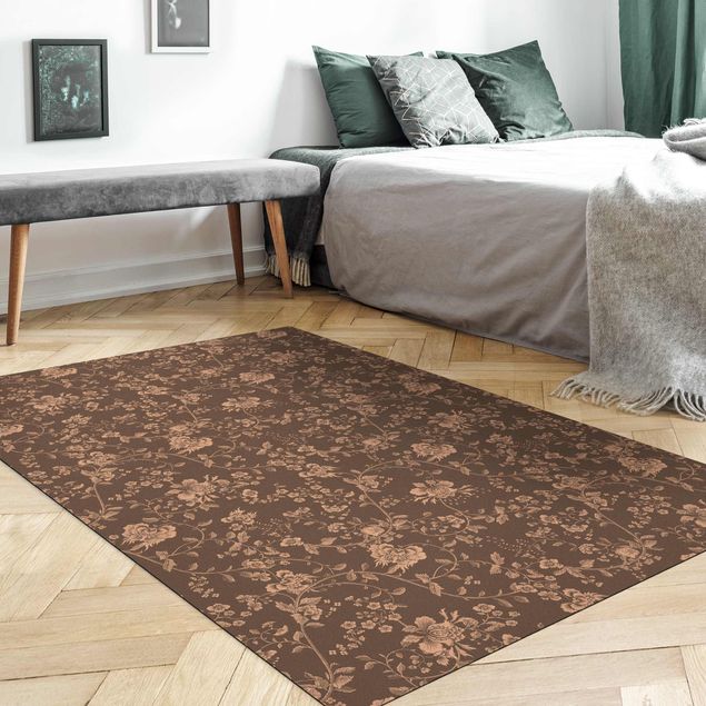 floral area rugs Flower Tendrils On Gray