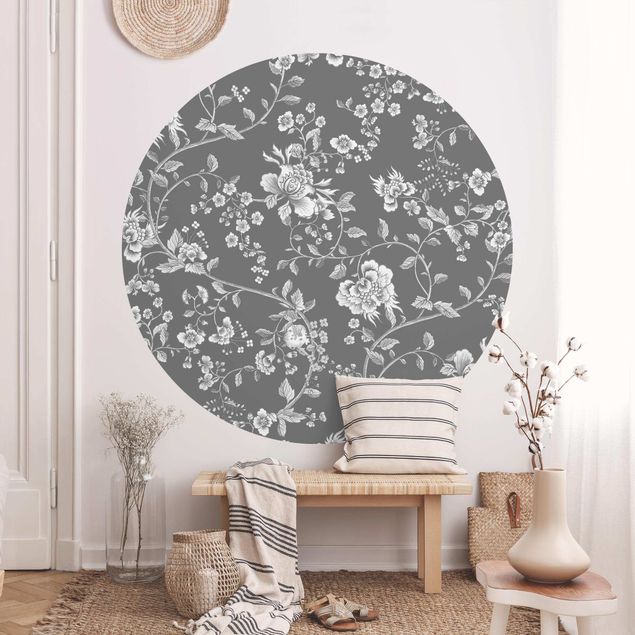 Wallpapers Flower Tendrils On Grey